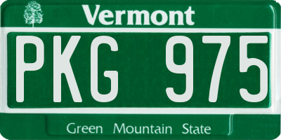 VT license plate PKG975
