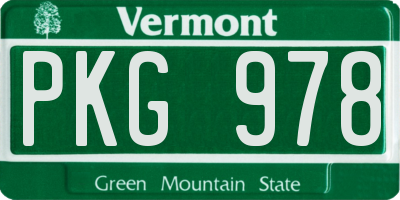 VT license plate PKG978