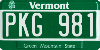 VT license plate PKG981