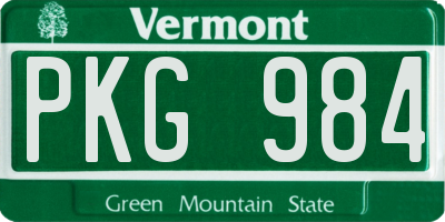 VT license plate PKG984