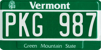 VT license plate PKG987