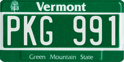 VT license plate PKG991