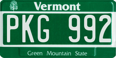 VT license plate PKG992
