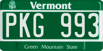 VT license plate PKG993