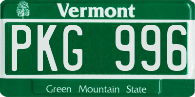 VT license plate PKG996