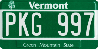 VT license plate PKG997