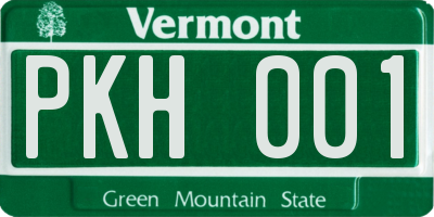 VT license plate PKH001