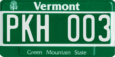 VT license plate PKH003