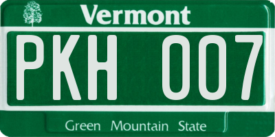 VT license plate PKH007