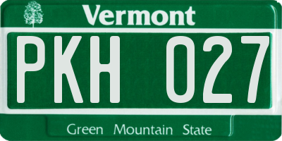 VT license plate PKH027