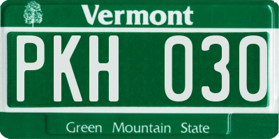 VT license plate PKH030