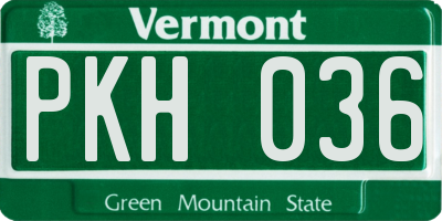 VT license plate PKH036