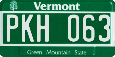 VT license plate PKH063