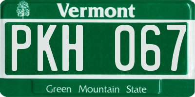 VT license plate PKH067