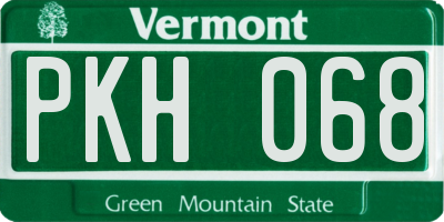VT license plate PKH068