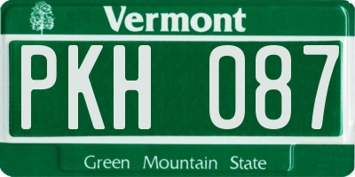 VT license plate PKH087