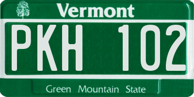 VT license plate PKH102