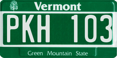 VT license plate PKH103