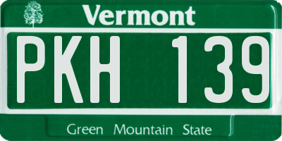 VT license plate PKH139