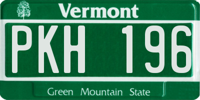 VT license plate PKH196