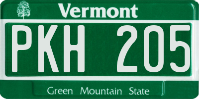 VT license plate PKH205