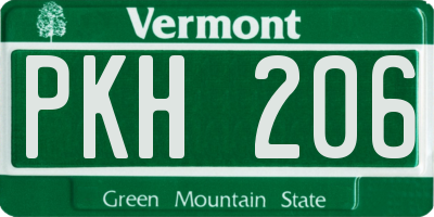 VT license plate PKH206