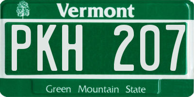 VT license plate PKH207