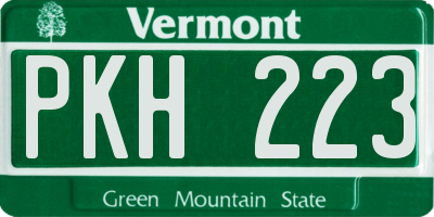 VT license plate PKH223