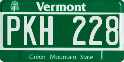 VT license plate PKH228