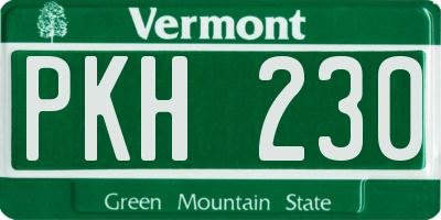 VT license plate PKH230