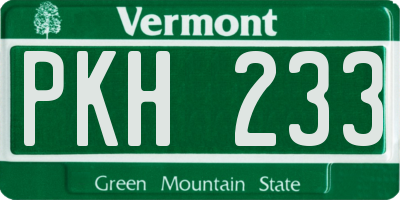 VT license plate PKH233
