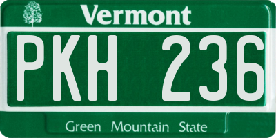 VT license plate PKH236