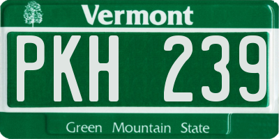 VT license plate PKH239