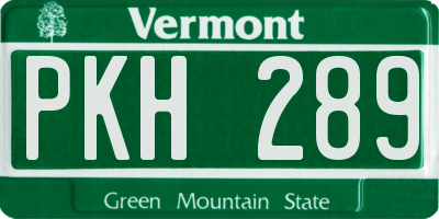VT license plate PKH289