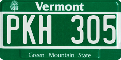 VT license plate PKH305