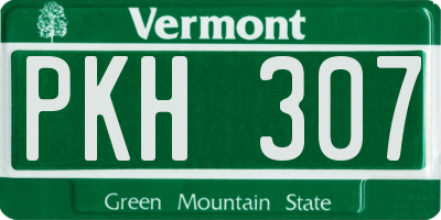 VT license plate PKH307