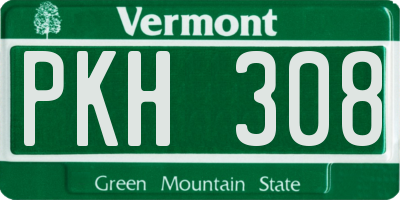 VT license plate PKH308