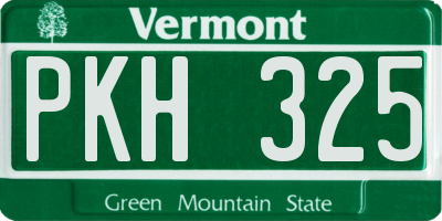 VT license plate PKH325