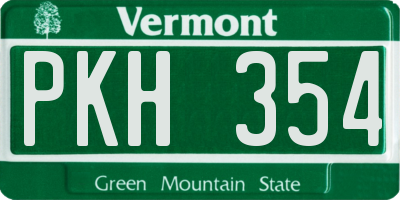 VT license plate PKH354