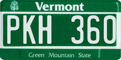 VT license plate PKH360