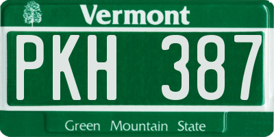 VT license plate PKH387