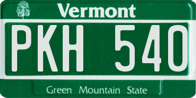 VT license plate PKH540