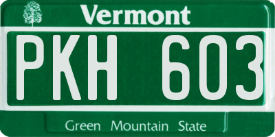 VT license plate PKH603