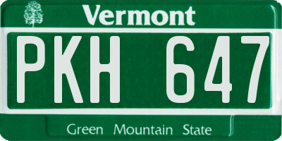VT license plate PKH647