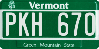 VT license plate PKH670