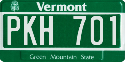 VT license plate PKH701