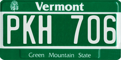VT license plate PKH706