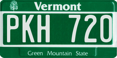 VT license plate PKH720