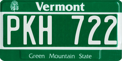 VT license plate PKH722