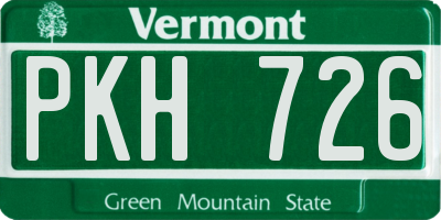 VT license plate PKH726